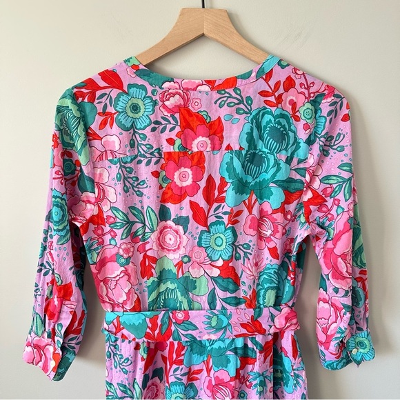 Talbots Petite Midi Shirtdress Button Front Floral Print 100% Cotton Size 8P - Picture 7 of 11